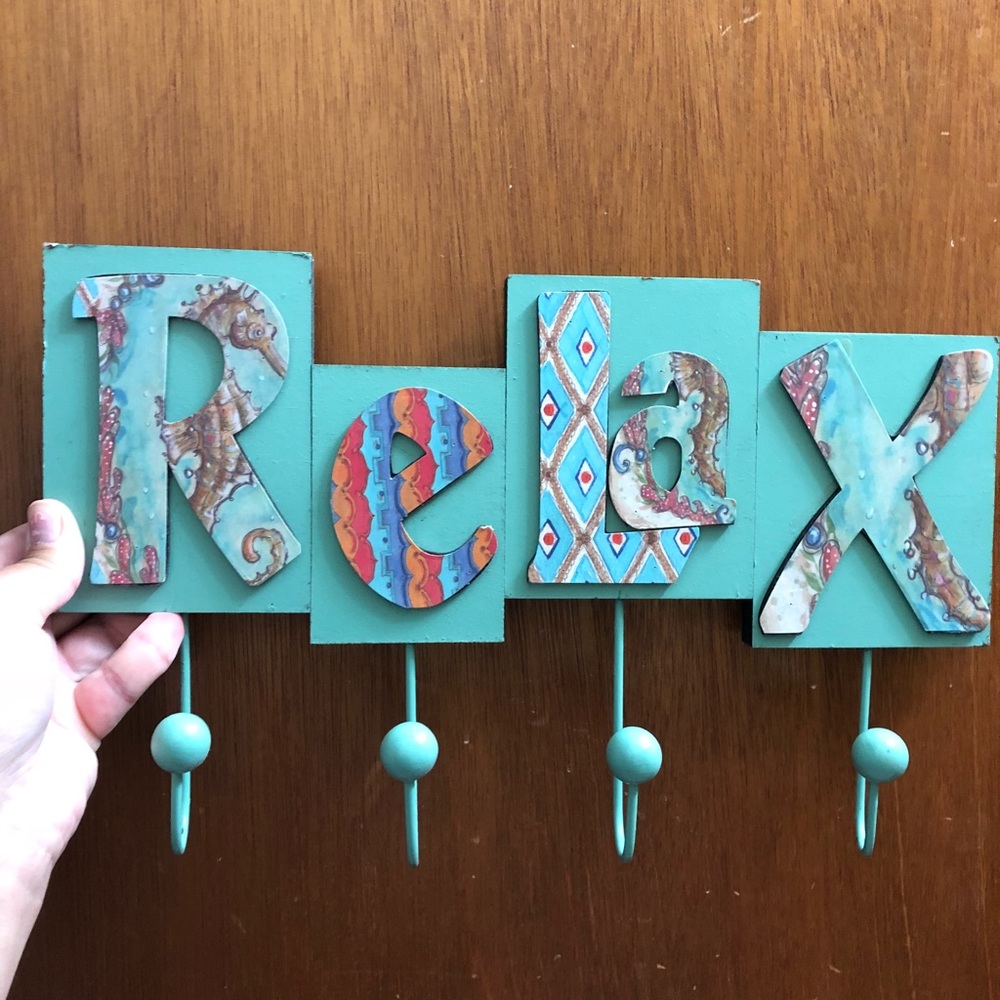 Ocean/water themed wall art with hooks!